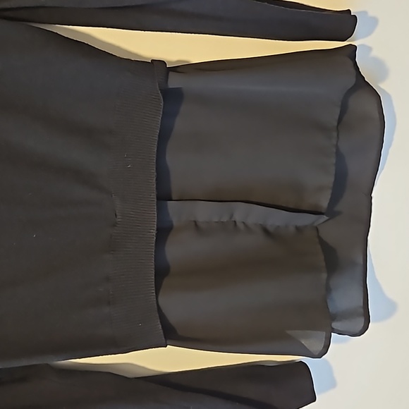 DEX Black collared sweater with attached sheer shirt bottom - Picture 3 of 4